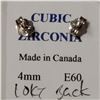 Image 4 : 10\14K WHITE GOLD CUBIC ZIRCONIA 4*4MM EARRINGS