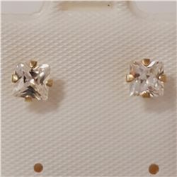 9K WHITE GOLD CUBIC ZIRCONIA 5*5MM EARRINGS