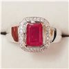 Image 1 : RHODIUM PLATED ST.SILVER RUBY(2CT)  RING