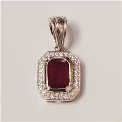 RHODIUM PLATED ST.SILVER RUBY(1.6CT) PENDANT