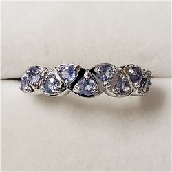 RHODIUM PLATED ST.SILVER TANZANITE(1.2CT) RING