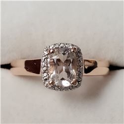 SILVER MORGANITE  RING (~SIZE 6.75) (~WEIGHT 3G)