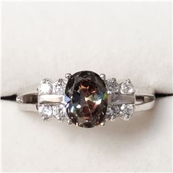 SILVER MYSTIC TOPAZ CUBIC ZIRCONIA  RING