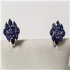 Image 1 : RHODIUM PLATED ST.SILVER SAPPHIRE  EARRINGS