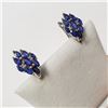 Image 2 : RHODIUM PLATED ST.SILVER SAPPHIRE  EARRINGS