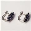 Image 3 : RHODIUM PLATED ST.SILVER SAPPHIRE  EARRINGS