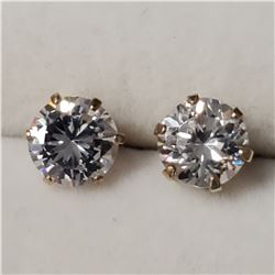 10K YELLOW GOLD CUBIC ZIRCONIA 7*7MM EARRINGS