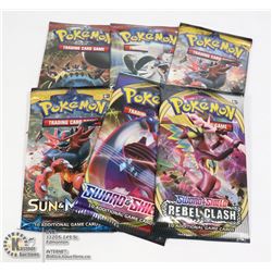 x6 SEALED POKEMON BOOSTER PACKS, NEW