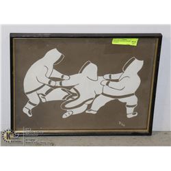 INUIT ART ORIGINAL SIGNED FRAMED