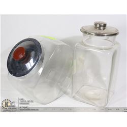 2 CANDY JARS WITH METAL LIDS
