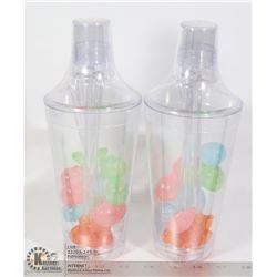 2 NEW COCKTAIL SHAKER SETS WITH DRINK STIR STICKS