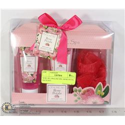 NEW 3PC OPALINE SPA  ROSE PETAL BATH SET