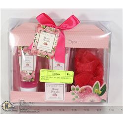 NEW 3PC OPALINE SPA  ROSE PETAL BATH SET