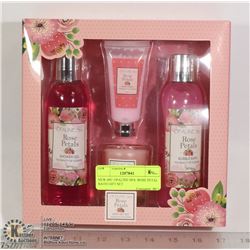 NEW 4PC OPALINE SPA  ROSE PETAL BATH GIFT SET
