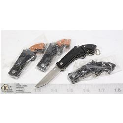 4 NEW  MINI KEYCHAIN REVOLVER KNIVES - 2 BROWN, 2