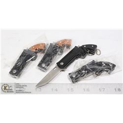 4 NEW  MINI KEYCHAIN REVOLVER KNIVES - 2 BROWN, 2