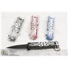 Image 1 : 4 MINI KEYCHAIN SKULL KNIVES - 2 BLACK, 1 BLUE, 1