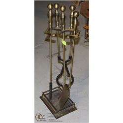 FIREPLACE BRASS TOOL SET WITH STAND