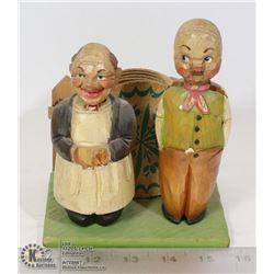 VINTAGE CARVED WOOD BOTTLE OPENER, CORKSCREW,