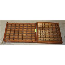 2 LINOTYPE DRAWERS- ONE WITH MIRROR BACK