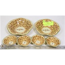 PLANTER'S PEANUTS BOWLS 2 LARGE 4 SMALL 1940'S