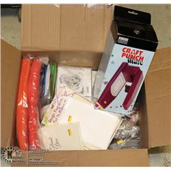 BOX OF CRAFTING SUPPLIES