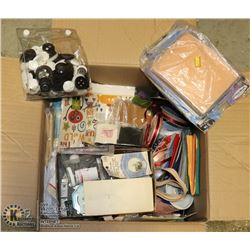 BOX OF ASSORTED SEWING/CRAFT SUPPLIES