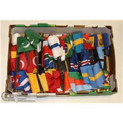 LARGE FLAT OF ASSORTED WORLD FLAGS ON STICKS
