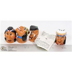 NATIVE AMERICAN INDIAN FINGER PUPPET SET OF 4