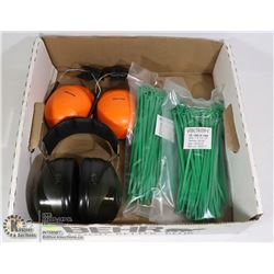 FLAT OF HEARING PROTECTION AND TWO PACKS OF
