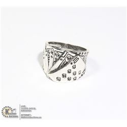 SILVER TONE PLAYING CARDS RING SZ 8