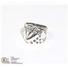 Image 1 : SILVER TONE PLAYING CARDS RING SZ 8