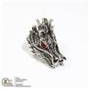 Image 1 : MENS HEAVY SILVERSTEEL DRAGON HEAD BIKER RING SZ10