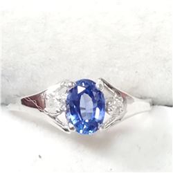 10K WHITE GOLD SAPP(0.85CT) DIAMOND(0.04CT)