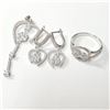 Image 3 : SILVER CUBIC ZIRCONIA EARRING, RING,
