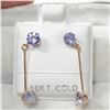 Image 1 : 10K YELLOW GOLD 4 TANZANITE(1CT)  EARRINGS