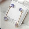 Image 3 : 10K YELLOW GOLD 4 TANZANITE(1CT)  EARRINGS