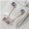 Image 2 : 10K YELLOW GOLD 4 TANZANITE(1CT)  EARRINGS, MADE