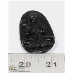 #97-NATURAL BLACK OBSIDIAN BUDDHA PENDANT