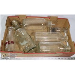 FLAT OF VINTAGE DAIRY BOTTLES