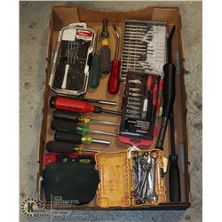 LARGE FLAT OF HAND TOOLS INCLUDING
