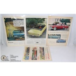 1950'S PACKARD & 3 CHEV/PONTIAC MAGAZINE ADS BAGGE