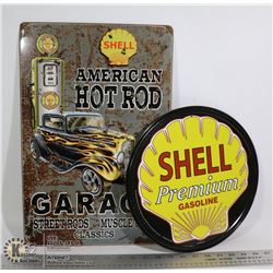 2 VINTAGE SHELL GASOLINE SIGNS