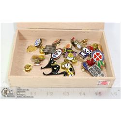 BOX OF 30+ LAPEL PINS