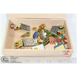 BOX OF 30+ LAPEL PINS