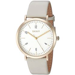 NEW DKNY WHITE DIAL LEATHER STRAP MSRP $199 WATCH.