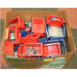 BOX OF HARDWARE BINS