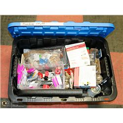 TOTE OF PLUMBING SUPPLIES