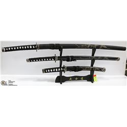 3PC SAMARAI SWORD SET - AS IS