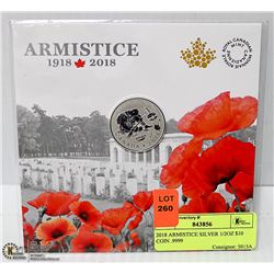 2018 ARMISTICE SILVER 1/2OZ $10 COIN .9999